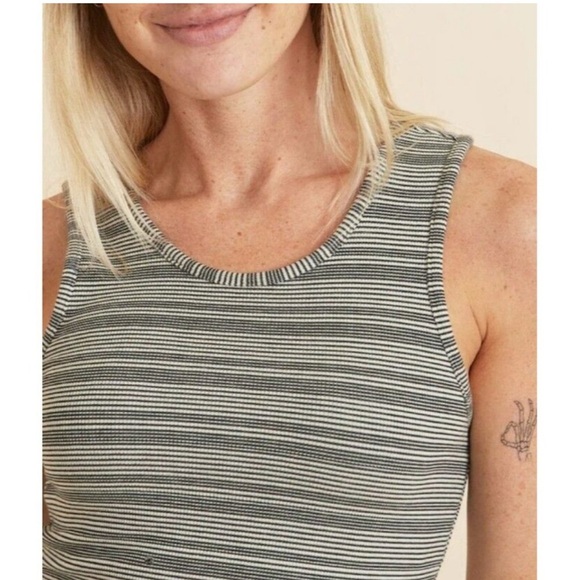 Marine Layer Lexi Rib Daytime Midi Dress in Black & White Stripe Size Sm… - Picture 2 of 16